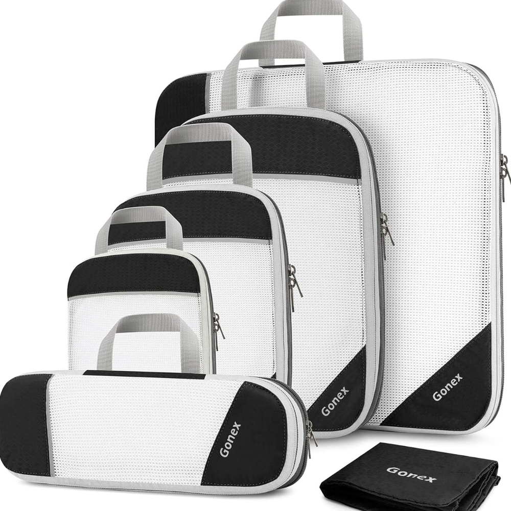 Gonex Black and White Travel Packing Cubes Set